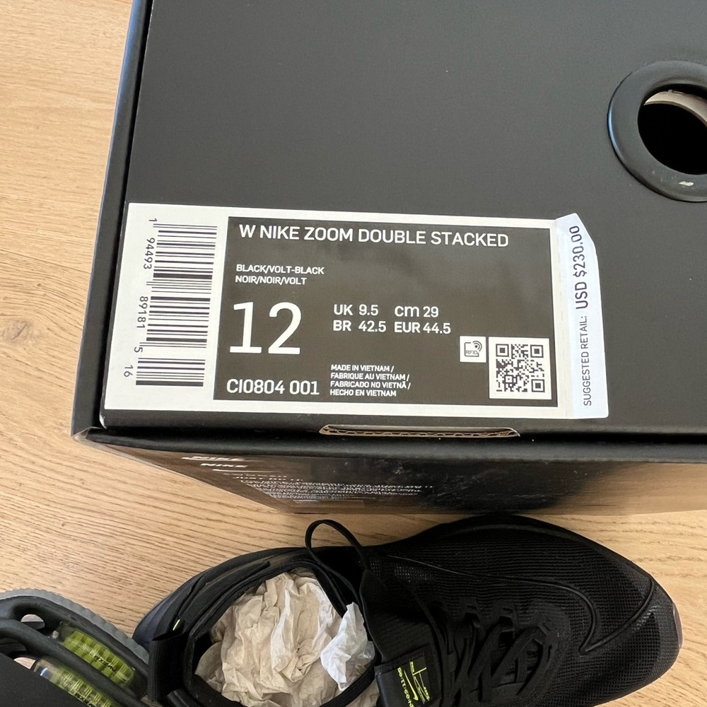 NIKE • NIB Nike Double Stacked black sneaker size 12 - Picture 9 of 9